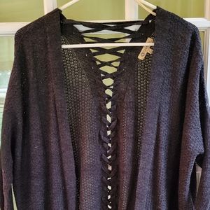Gray Crisscross Cardigan